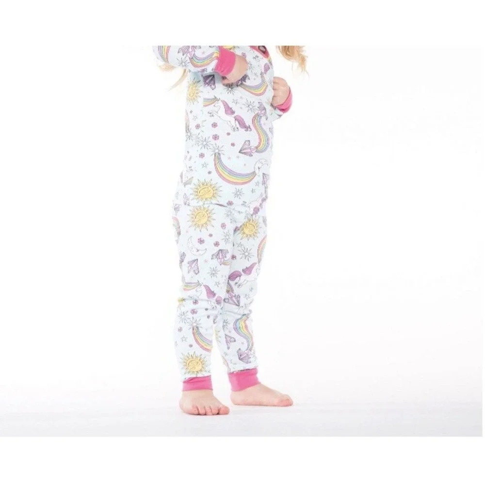 Little Star Organic Baby Girl Snug Fit Pajamas Cotton Long Sleeved 2 Piece New
